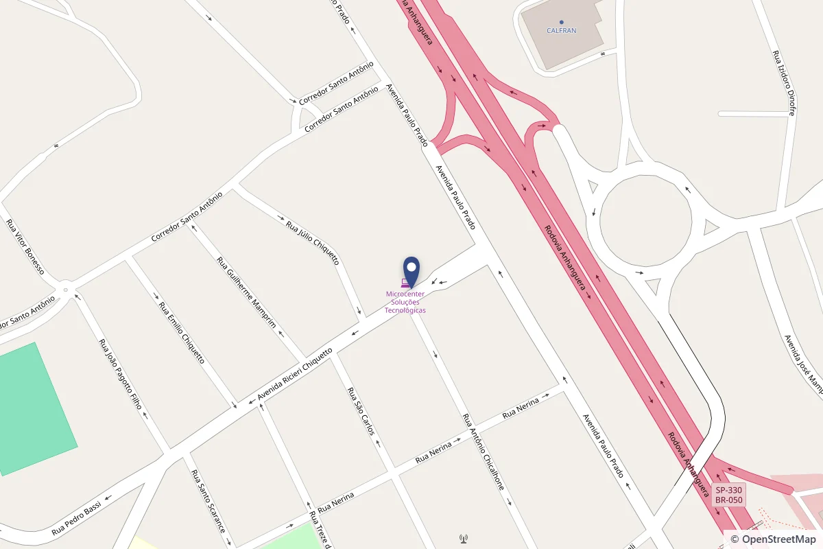 Mapa da localização da unidade de Louveira, na Av. Ricieri Chiquetto, 60, bairro Santo Antônio